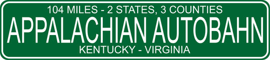 Appalachian Autobahn Green Road Sign