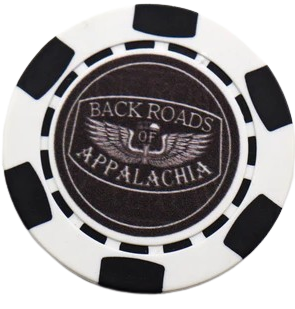 Poker chip with 'Back Roads of Appalachia' branding on a white background