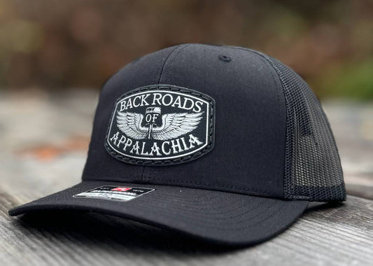 Backroads of Appalachia Black with Silver Patch Trucker Hat