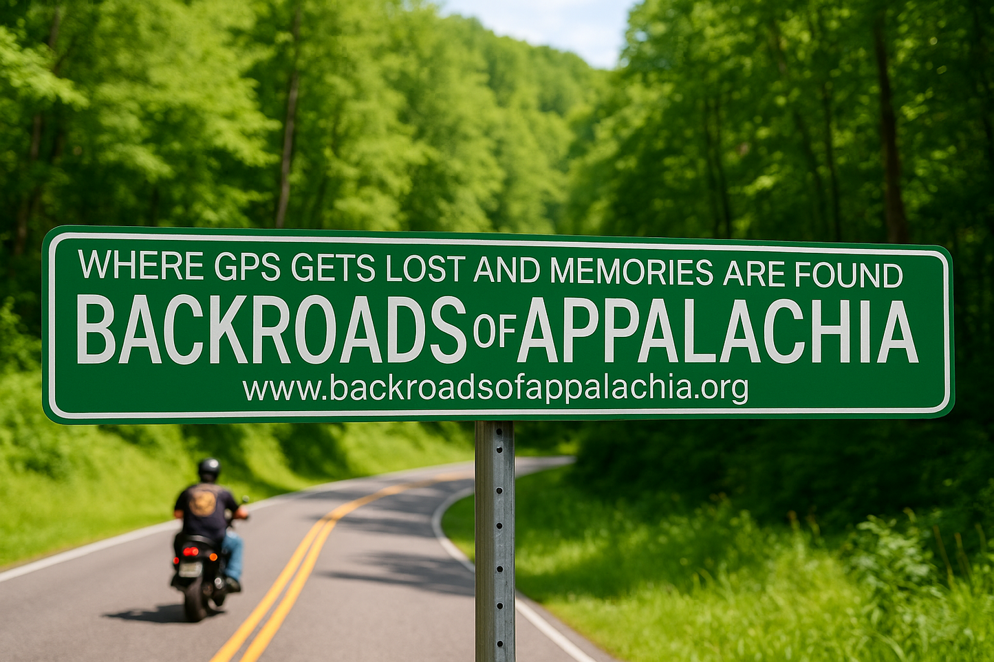 Backroads of Appalachia Green Road Sign