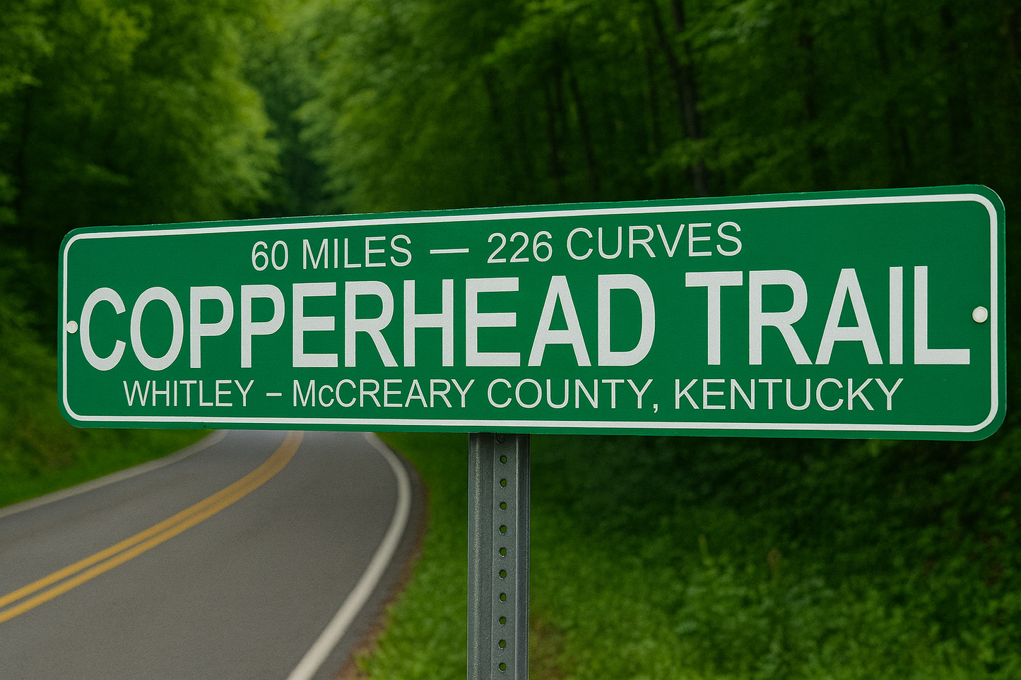Copperhead Trail Green Road Sign