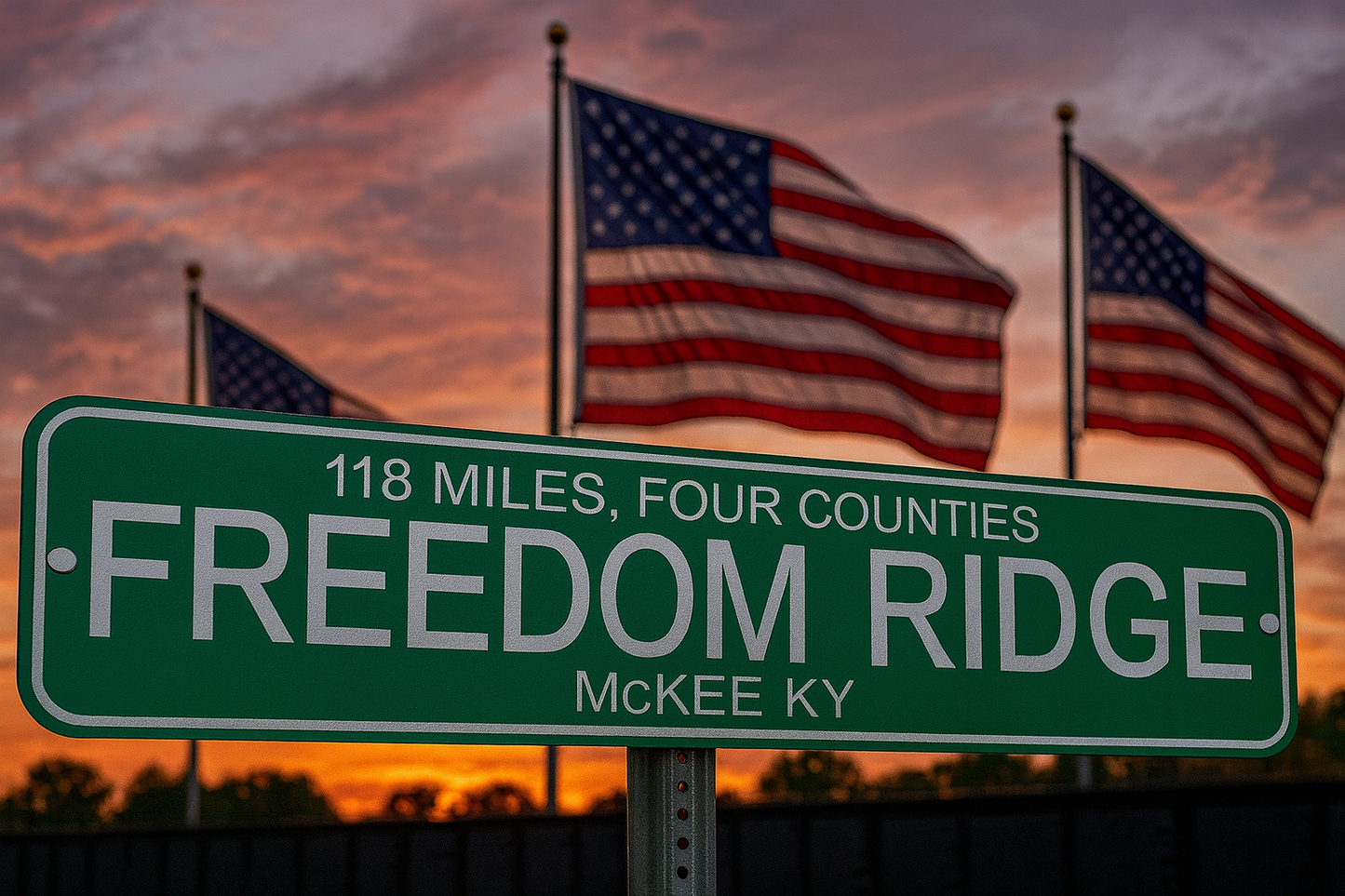 Freedom Ridge Green Road Sign