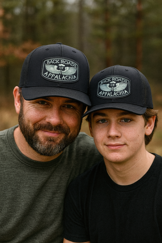 Backroads of Appalachia Black with Silver Patch Trucker Hat